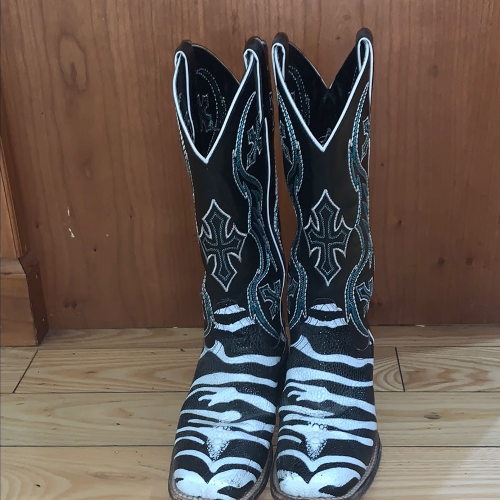 COPY - Zebra and cross print cowboy boots